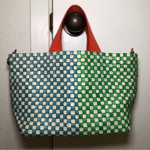 SOLD Clare V. Petit Bateau woven checker bag